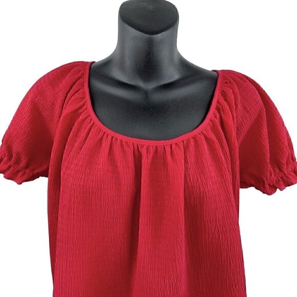 Madewell Texture & Thread Short Peasant Sleeve Ruffle Puff Sleeve Women’s XS Red - Picture 3 of 8
